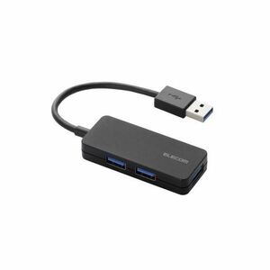 【新品】（まとめ） エレコム 3ポートUSB3.0ハブ（ケーブル固定タイプ） U3H-K315BBK 【×3セット】