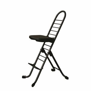 【新品】シンプル 折りたたみ椅子 【ブラック×ブラック】 SH31～84cm スチールパイプ