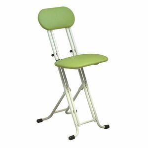 【新品】シンプル 折りたたみ椅子 【グリーン×ミルキーホワイト 幅330mm】 スチールパイプ