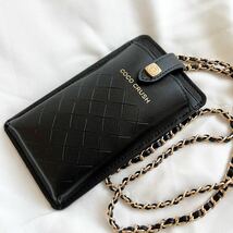 シャネル CHANEL チェーン ショルダー ブラック ノベルティ ポーチ スマホケース 携帯ケース ブラック 斜めがけ カードケース 箱付き_画像6