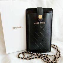 シャネル CHANEL チェーン ショルダー ブラック 斜めがけ カードケース 箱付き ブラック ノベルティ ポーチ スマホケース 携帯ケース_画像2