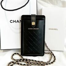 シャネル CHANEL チェーン ショルダー ブラック 斜めがけ カードケース 箱付き ブラック ノベルティ ポーチ スマホケース 携帯ケース_画像1