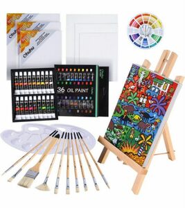 油 絵の具 セット 56点セット 油絵の具 36色 油彩 木製 イーゼル 画材