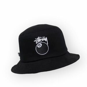 STUSSY 8ball バケットハット ステューシー ロゴ バケハ 黒 BUCKET 帽子キャップ