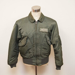 yi75-ALPHA INDUSTRIES CWU-45P アルファインダストリーズ フライトジャケット L カーキ MA-1 ナイロン ミリタリー USA製