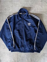 美品 90s adidas ファイアーバード ジャケット ジャージ M L ネイビー 紺 ヴィンテージ ATP アーカイブ 80s 青ナイロン トラックジャケット_画像1