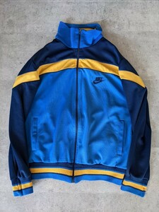 80s NIKE ヴィンテージ ジャージ M 青 黒 黄色 60s 70s トラックジャケット ナイキ オレンジタグ スウォッシュ 風車 90s