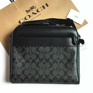 ☆新品☆コーチ/COACH バッグ F28456 チャコール×ブラック フライトバッグ ボディーバッグ ショルダーバッグ 斜めがけ アウトレット品