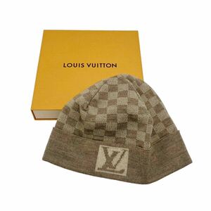 【美品】ルイヴィトン LOUIS VUITTON 402330 ダミエ ボネ プティ ニットキャップ ニット帽 ベージュ