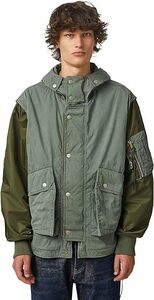 ★新品未使用/DIESEL/価格63800円★ダグ付 メンズ DIESEL ロゴ MA-1 ミリタリー オーバージャケット カーキー L