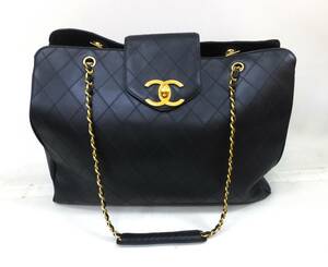 ★中古【CHANEL】シャネル ビコローレ スーパーモデル トートバッグ チェーン ココマーク ブラック ゴールド レディース マトラッセライン