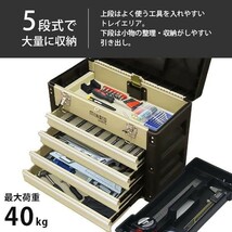 特価5段ツールボックス TB-50 引き出し付き/高級ベアリング付きレール (サンド)_画像4