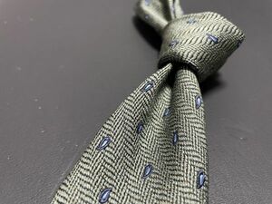 【超美品】BrooksBrothers　ブルックスブラザーズ　ドットペイズリー柄　ネクタイ　3本以上送料無料　グリーングレイ