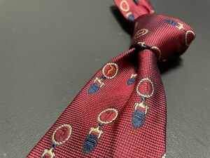 【美品】TRUSSARDI　トラサルディ　全面ロゴ柄　ネクタイ　3本以上送料無料　ワインレッド