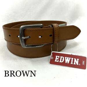 新品 EDWIN 7 茶　幅広　エドウィン メンズ ベルト 革 カジュアル ニッケルフリー　LWG認証レザー