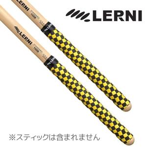 ★LERNI レルニ GT-CHE YEL/BLK チェッカー柄 黄色/黒 ドラムスティック用 グリップテープ 4枚セット 2ペア分 ★新品/メール便