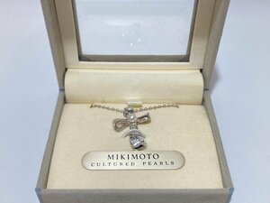 【2t110825】MIKIMOTO ミキモト 真珠 パール ネックレス シルバー SIL M刻印 レディース ケース付き アクセサリー