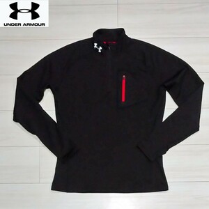 新品に近い UNDER ARMOUR 裏フリース地 モックネックシャツ MD メンズ 裏起毛 ポロシャツ アンダーアーマー ゴルフ 美品