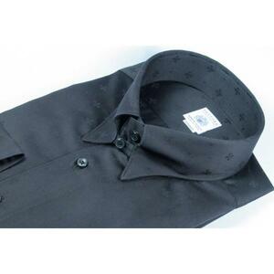 3Ｌ サイズ 紳士 メンズ 長袖 ＦＡＴＴＵＲＡ タブ カラー シャツ 黒 ブラック クレスト柄 日本製 97612-1 送料無料