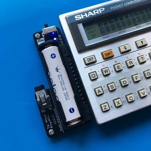 SHARP ポケコン用 外部バッテリー + カセットインターフェース (CTIA専用ケーブル付き) ★CR2032電池使用機種対応★#23-31