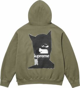 【新品未使用】 23AW 24 新品 SUPREME シュプリーム CATWOMAN HOODED SWEATSHIRT スウェット フーディー パーカー OLIVE S オリーブ色