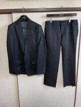 【良品】【セットアップ】 ATO アトウ セットアップ スーツ テーラードジャケット + スラックス ブレザー パンツ BLACK 46 ブラック 黒色_画像1