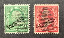 【アメリカ領プエルトリコ】1899-1900年 米国切手に「PORTO RICO」「PUERTO RICO」加刷切手　2額面 使用済 美品_画像1