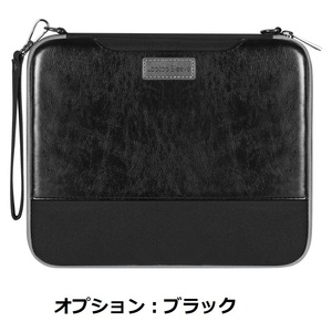 バックカバー別売り iPad Pro11第1/2/3/4世代用 牛革風 PUレザー ハンド ストラップ 通用ポーチ 黒