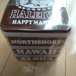 お重　HALEIWA　HAPPY　MARKET　HAWAII ランチボックス 弁当箱 ブラウン NORTHSHORE　ALOHA