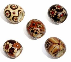  wood beads 100 piece pack ( Mix design ) wooden beads Asian beads 17mm×16mm