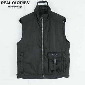 ☆【JPタグ】PRADA/プラダ Black Re-nylon Vest/リナイロン 三角ロゴプレートベスト SGB809 S211/48 /080