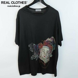 ☆Yohji Yamamoto pour homme/ヨウジヤマモト プールオム セルローズコットン天竺 山猫軒柄 半袖Tシャツ HZ-T24-271/3 /LPL