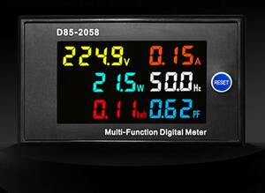 送料350円 色鮮やかなLCDデジタル表示 パネル枠付き 電流 交流 電圧 ワット計 D8558 デジタルパネルメータ AC 40~300V