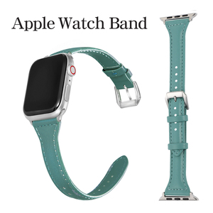 AppleWatch 本革レザーバンド ベルト アップルウォッチバンド ベルト ：ブルーグリーン 38/40/41mm