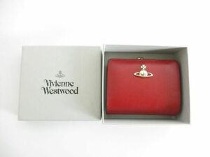 中古 ヴィヴィアンウエストウッド VivienneWestwood 財布 二つ折り財布 レザー オーブロゴ ケース付き 赤 レッド レ