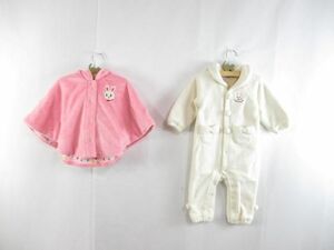 良品 ミキハウス mikihouse ロンパース ポンチョ 等 2点 ホワイト ピンク キッズ 女の子