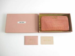 中古 ミュウミュウ miumiu 財布 長財布 ラウンドファスナー 5M0506 ピンク レディース