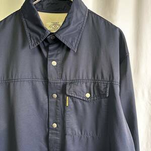 ITALY製 90s ARMANI JEANS ナイロン シャツ ジャケット M ネイビー コーチ スナップ アルマーニ ジーンズ 80s 00s オールド ビンテージ