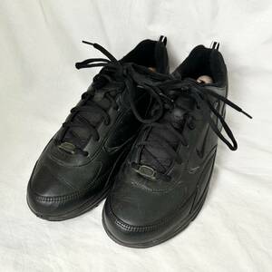 NIKE オールブラック レザー スニーカー US11 29cm 黒 ダッド シューズ ナイキ AIR 90s 00s 古着 オールド ビンテージ 中古