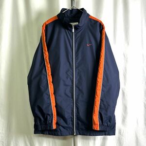 00s NIKE ナイロン ジャケット L ネイビー×オレンジ タイ製 ナイキ 80s 90s 古着 オールド ビンテージ