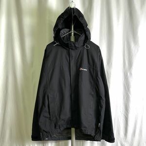 90s berghaus AQUAFOIL ポリウレタンコーティング ナイロン ジャケット L ブラック 黒 バーグハウス 80s 00s 古着 オールド ビンテージ