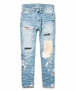 ★美品 glamb グラム GB0319/P02 : Kurt damaged denim/カートダメージデニム 4 XL ウォッシュ グランジ ロック ジーパン デニムパンツ