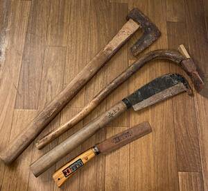 大工道具　その2　ちょうな・斧など　4本　まとめて　検：古民具　かんな　のみ　在銘　