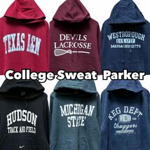 USA古着卸 洗濯済 college sweat parker 6着セット まとめ売 カレッジプリント NIKE カレッジ風 1円スタート 卸売 アメリカ古着 plywood02_画像1