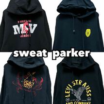 USA古着卸 洗濯済 プリント sweat parker 4着セット まとめ売り リーバイス 黒 ブラック 1円スタート アメリカ古着 plywood15_画像1