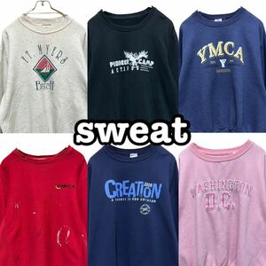 USA古着卸 洗濯済 プリントスウェット 6着 セット まとめ売り 1円スタート トレーナー sweat スーベニア 卸売 アメリカ古着 plywood 01