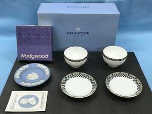 【未使用品】英国王室御用達 WEDGWOOD SAMURAI カップ＆ソーサー 2客セット 灰皿 おまとめ2点 陶磁器 洋食器 趣味 コレクター