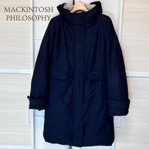 MACKINTOSH PHILOSOPHY マッキントッシュ フィロソフィー フード ロングダウンジャケット ダウン90 フェザー10 軽くて暖かい ネイビーA4994