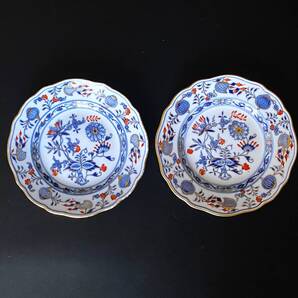 【美品】マイセン★ブルーオニオン レッド&ゴールド★Bread Plates★2枚