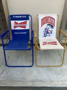 2脚セット Budweiser chair バドワイザー チェア ビンテージ ヴィンテージ 折りたたみ アメリカ アウトドア キャンプ BBQ ビーチ camp USA